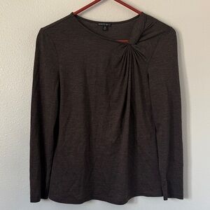 Lafayette 148 New York Brown Wool Top Twist Detail Medium